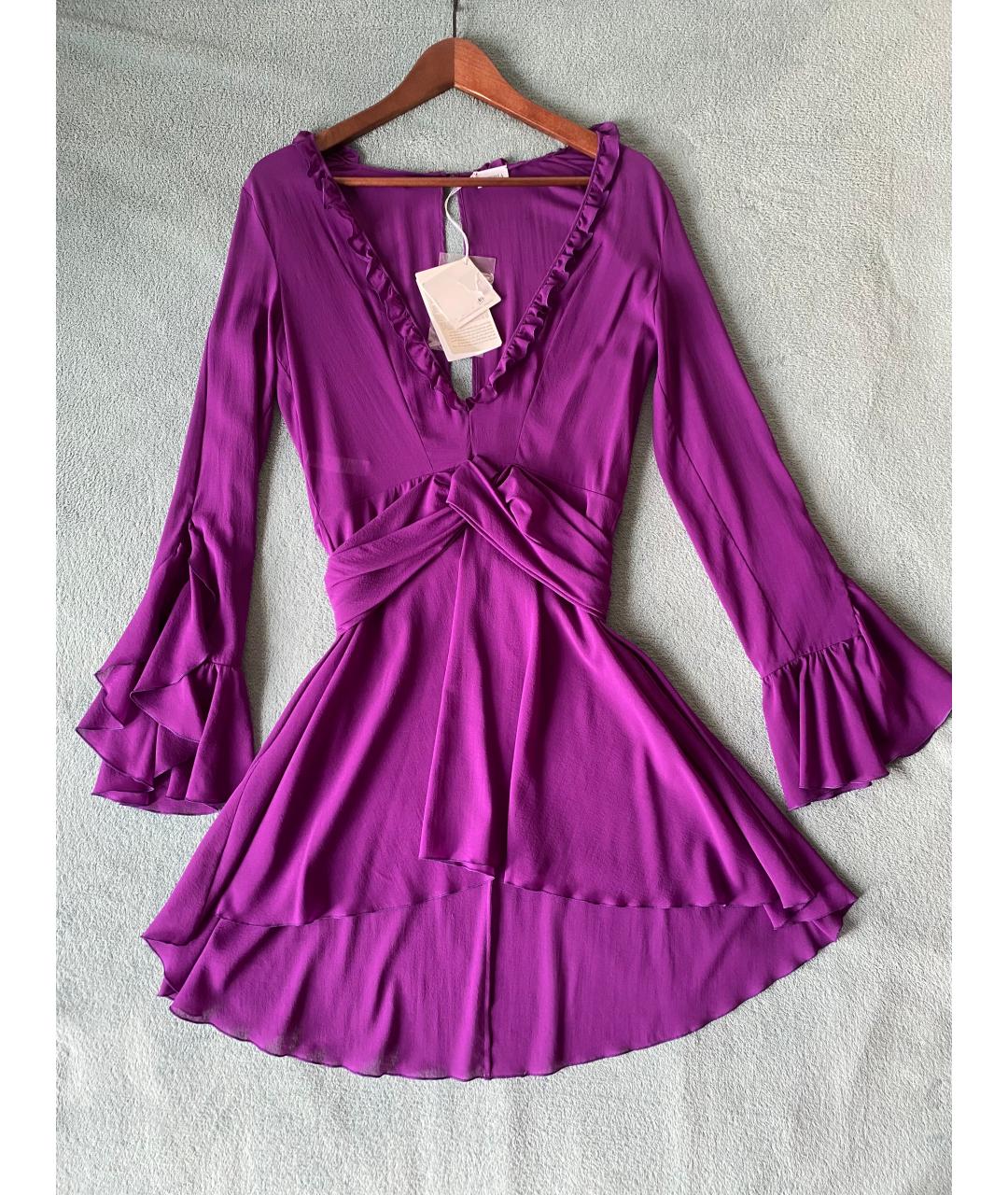 LA PERLA Фиолетовое шелковое коктейльное платье, фото 8