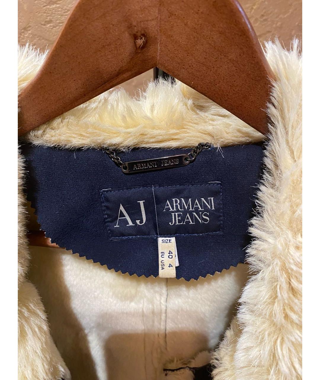 ARMANI JEANS Темно-синяя велюровая дубленка, фото 3