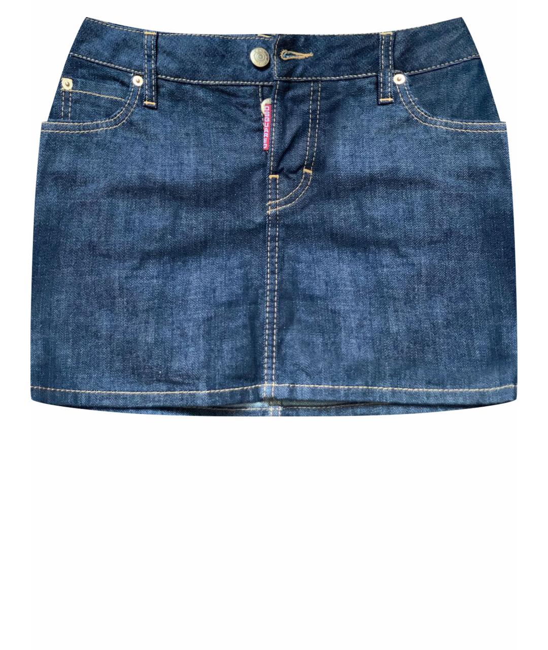 DSQUARED2 Темно-синяя хлопковая юбка мини, фото 1