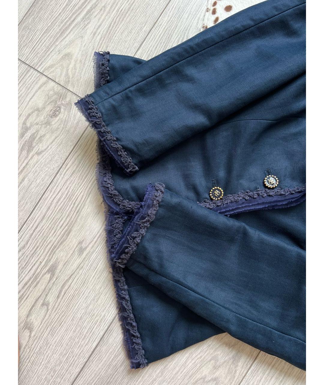 CH CAROLINA HERRERA Темно-синий льняной жакет/пиджак, фото 5