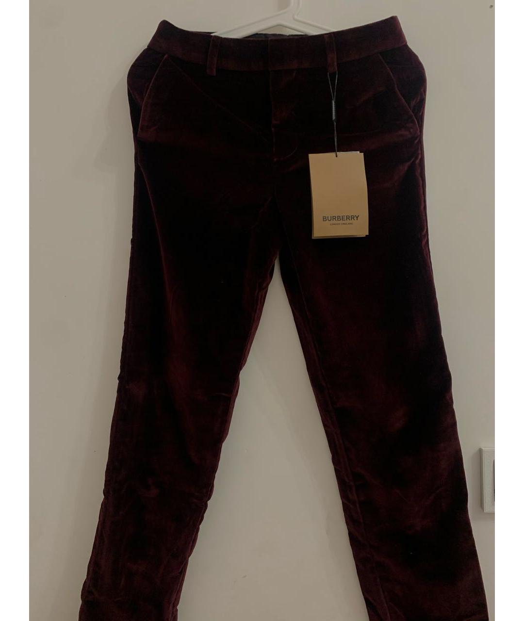 BURBERRY Бордовые бархатные брюки и шорты, фото 5