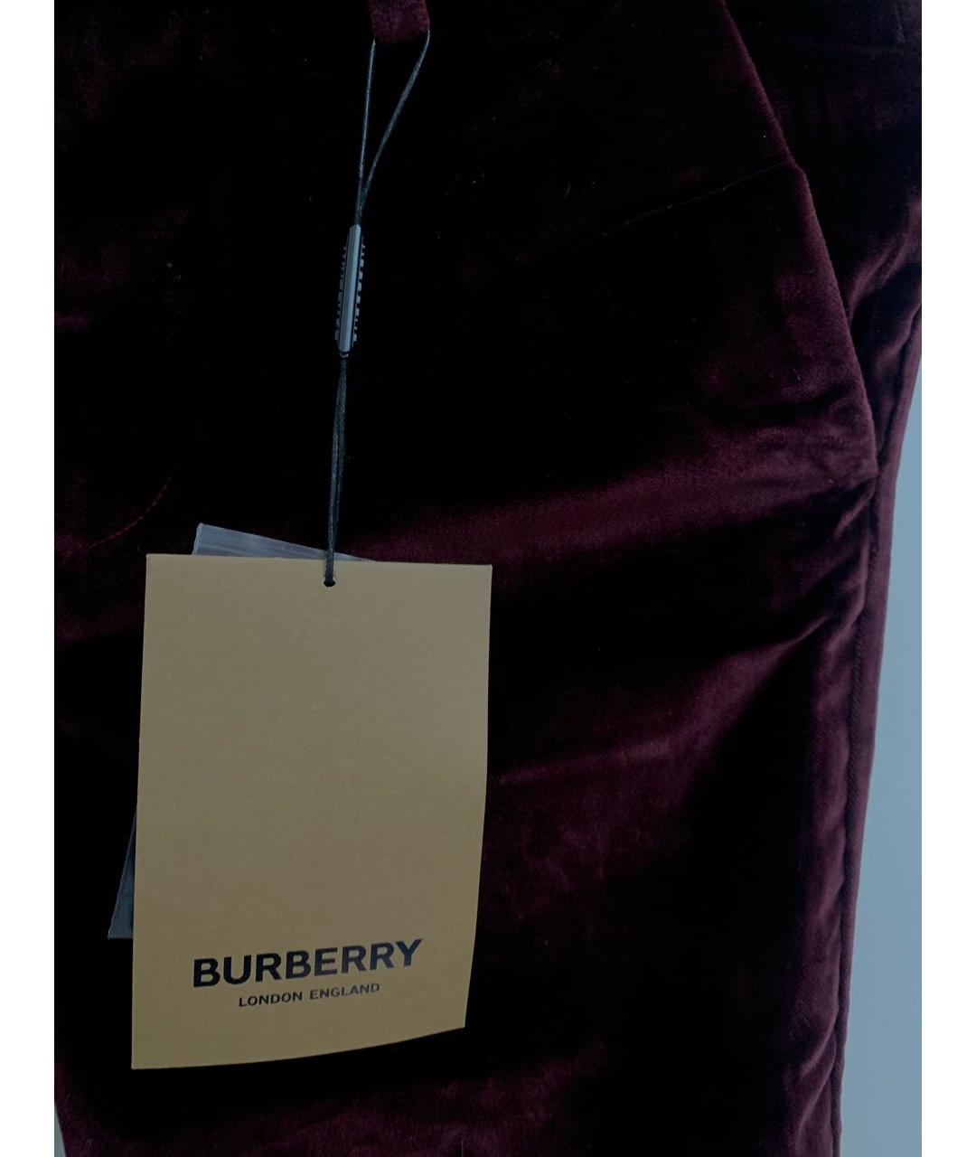 BURBERRY Бордовые бархатные брюки и шорты, фото 3
