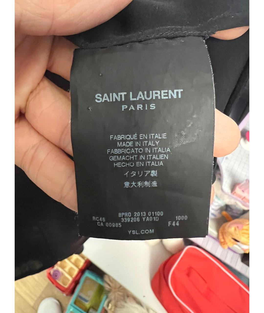 SAINT LAURENT Темно-синее шелковое вечернее платье, фото 8