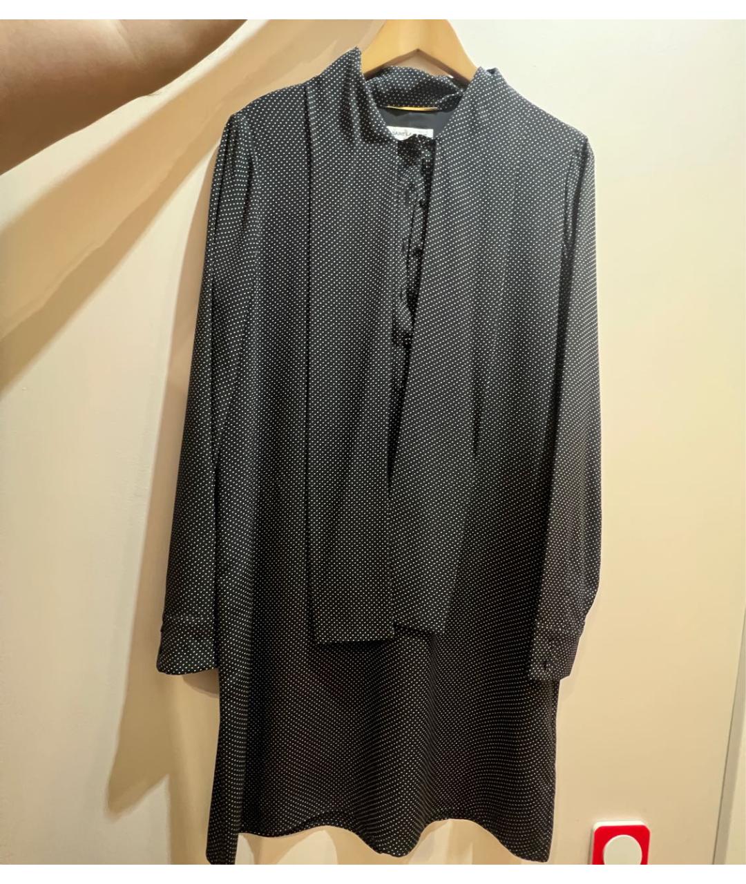 SAINT LAURENT Темно-синее шелковое вечернее платье, фото 4