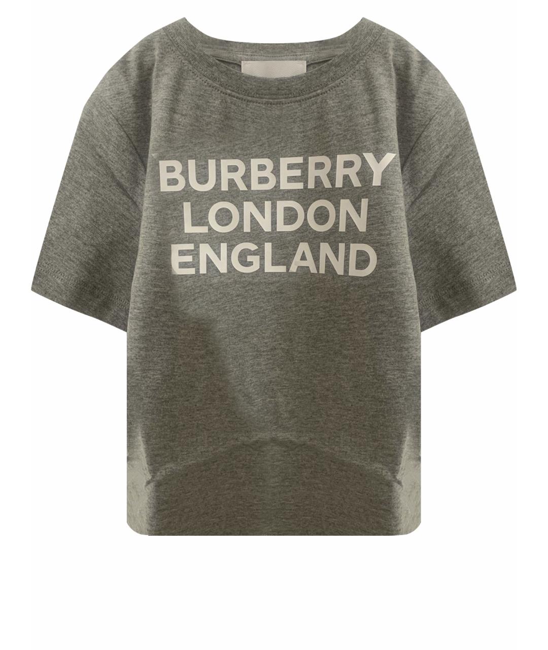 BURBERRY Серая хлопковая детская футболка, фото 1