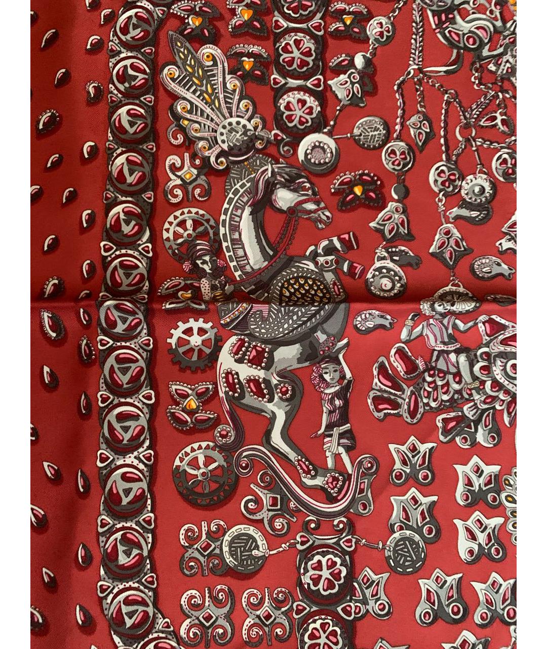HERMES PRE-OWNED Бордовый шелковый платок, фото 4