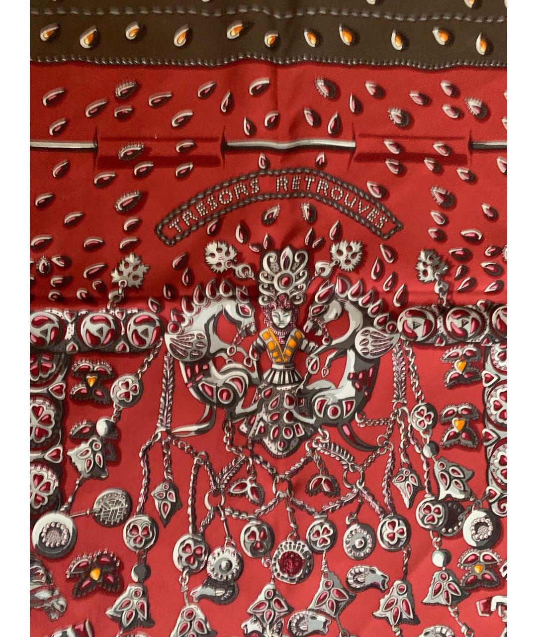 HERMES PRE-OWNED Бордовый шелковый платок, фото 6