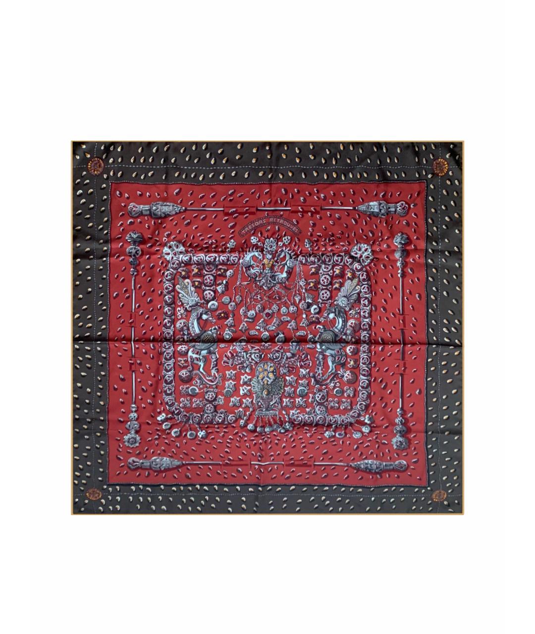 HERMES PRE-OWNED Бордовый шелковый платок, фото 1