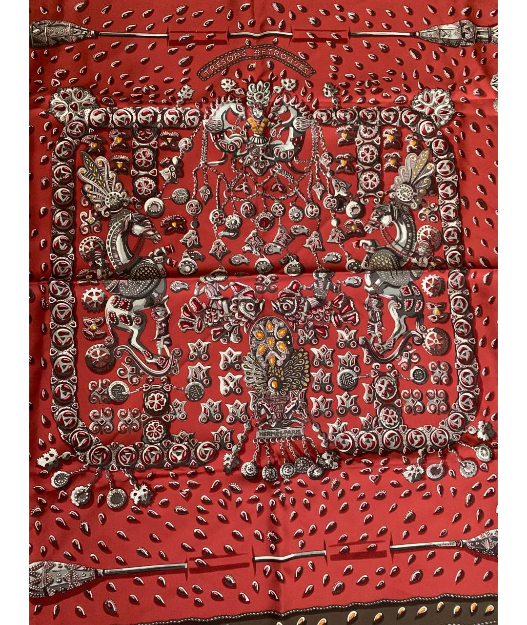 HERMES PRE-OWNED Бордовый шелковый платок, фото 2