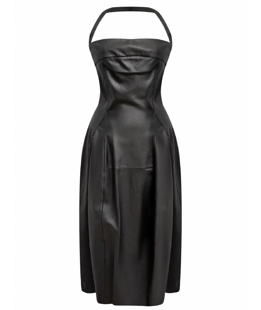 GENTRY PORTOFINO Черное кожаное вечернее платье, фото 1