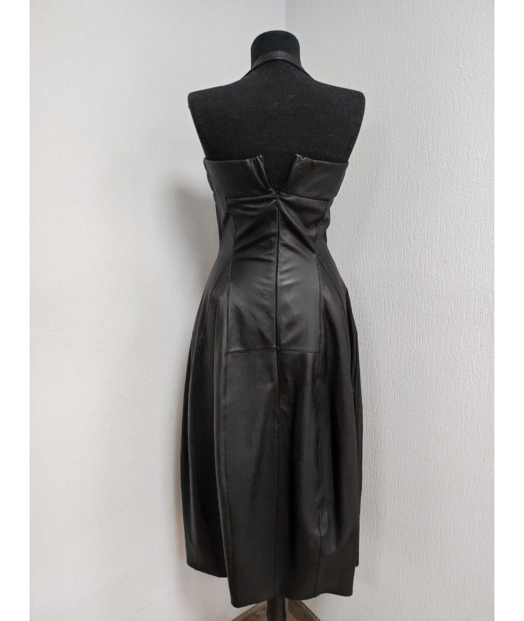 GENTRY PORTOFINO Черное кожаное вечернее платье, фото 2