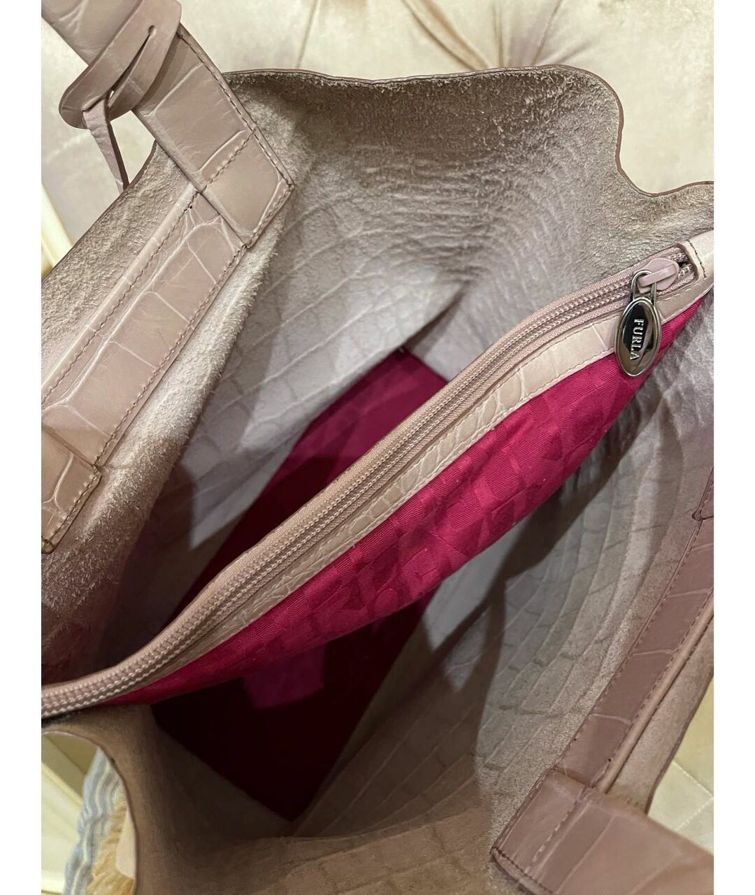FURLA Розовая кожаная сумка тоут, фото 4