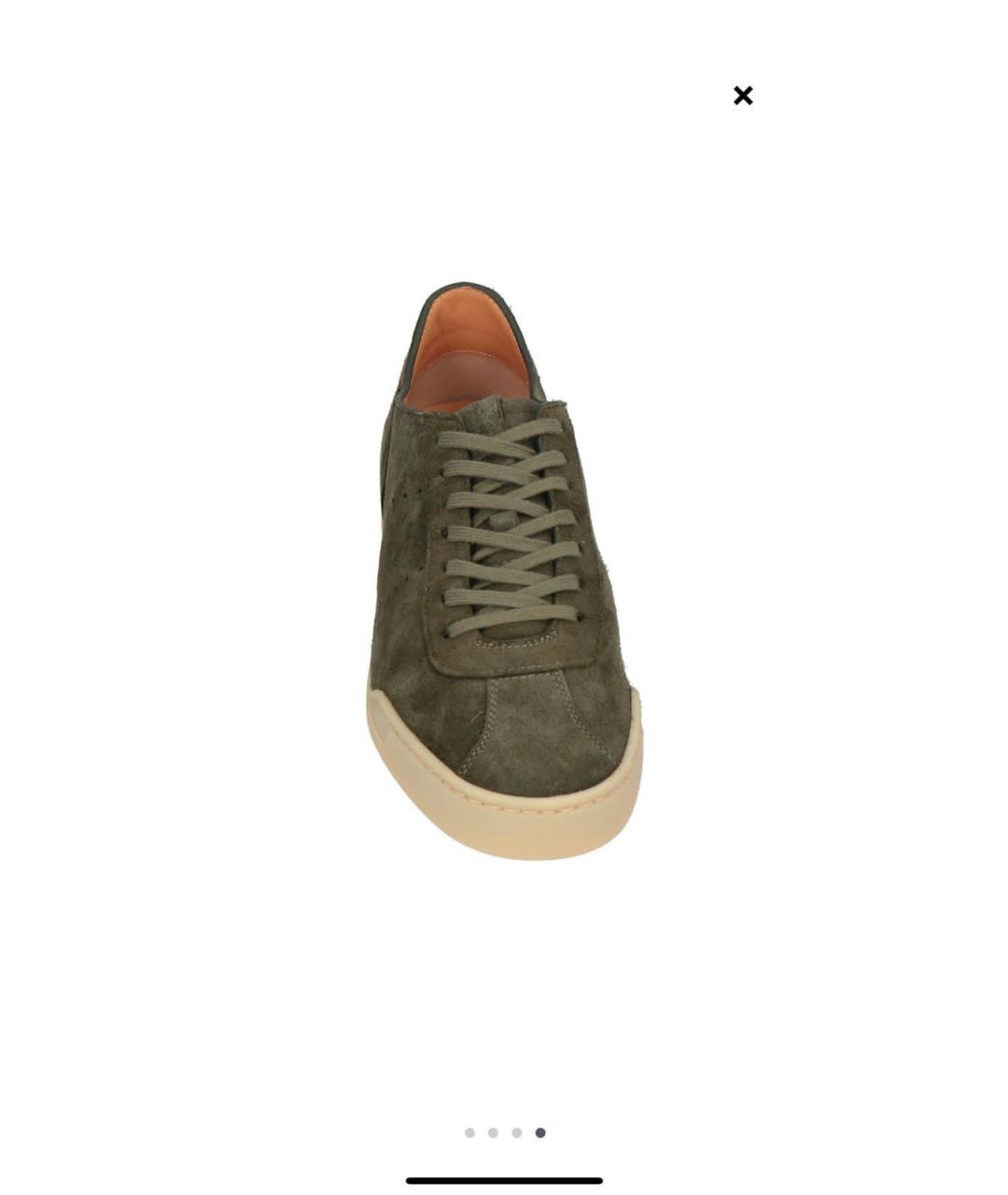 SANTONI Зеленые замшевые низкие кроссовки / кеды, фото 2