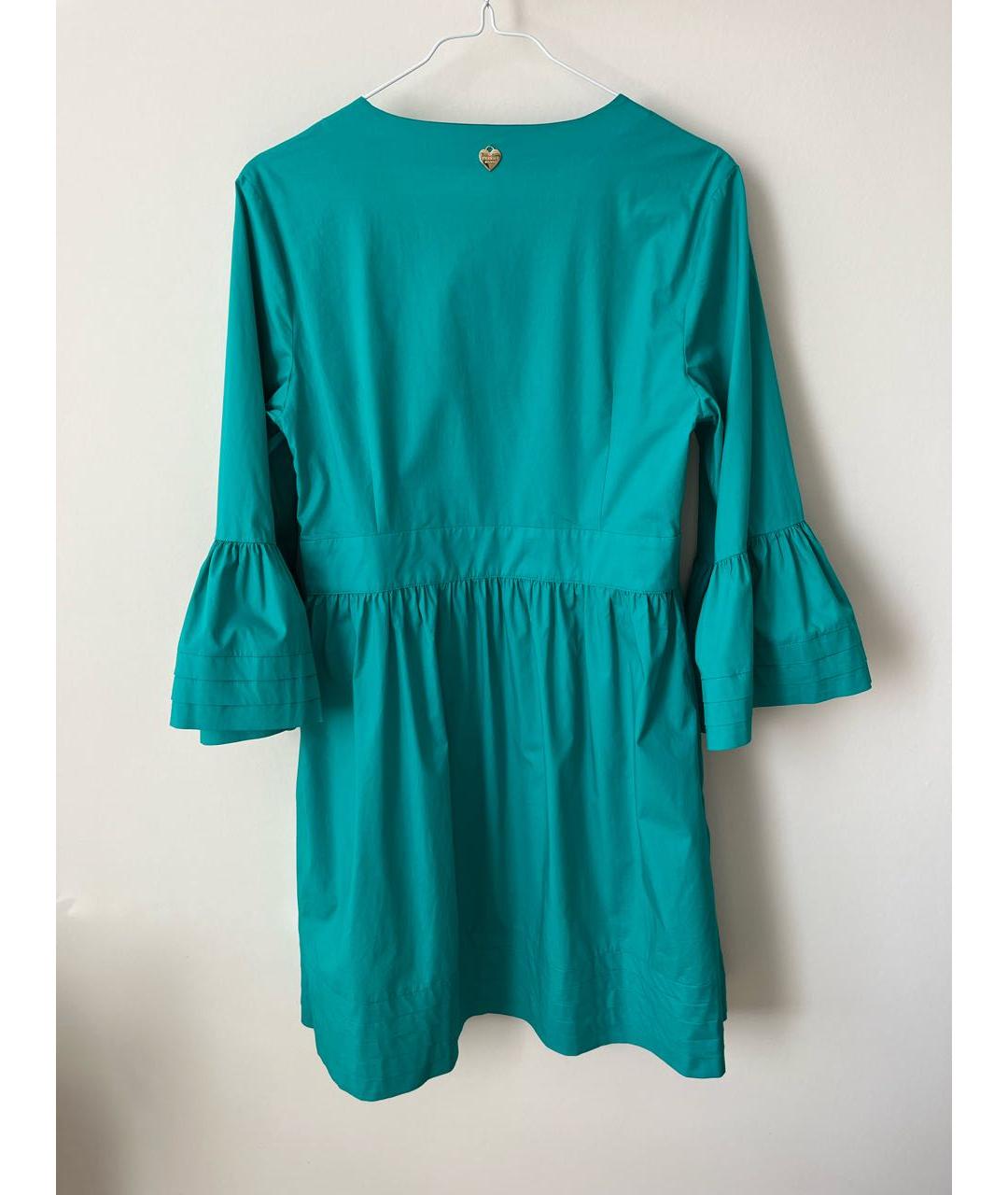 TWIN-SET Зеленые хлопко-эластановое повседневное платье, фото 3