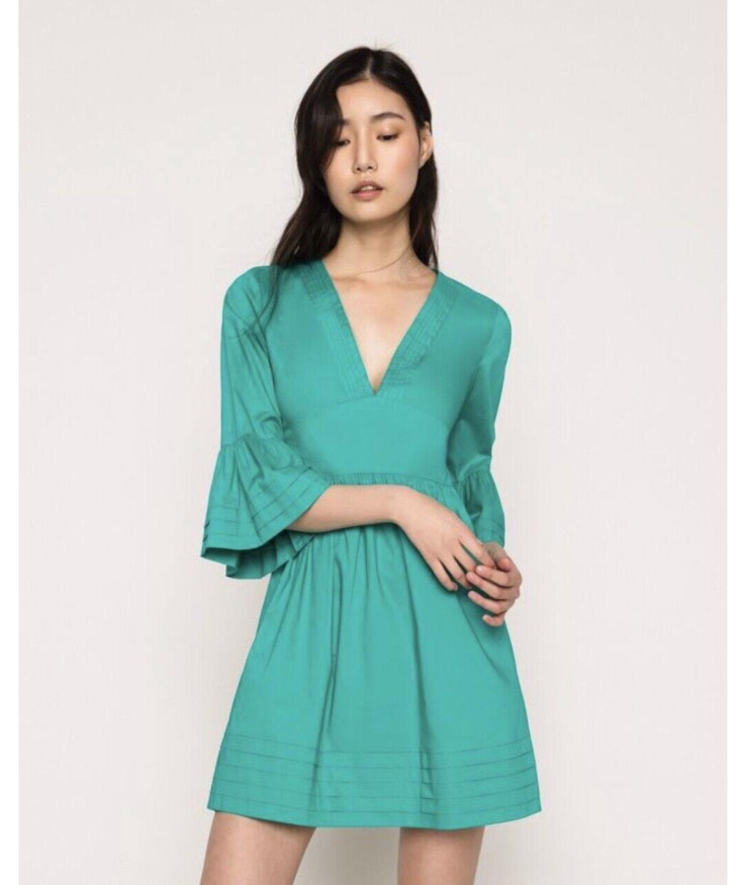 TWIN-SET Зеленые хлопко-эластановое повседневное платье, фото 8