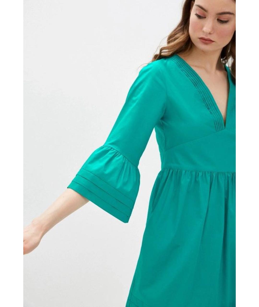 TWIN-SET Зеленые хлопко-эластановое повседневное платье, фото 6