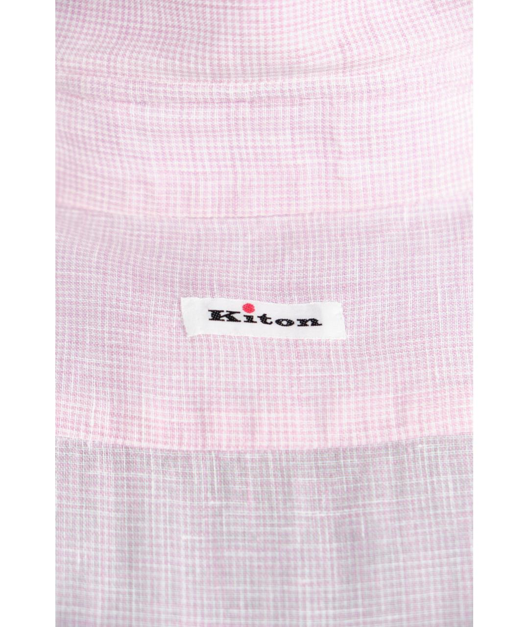 KITON Розовая льняная классическая рубашка, фото 3