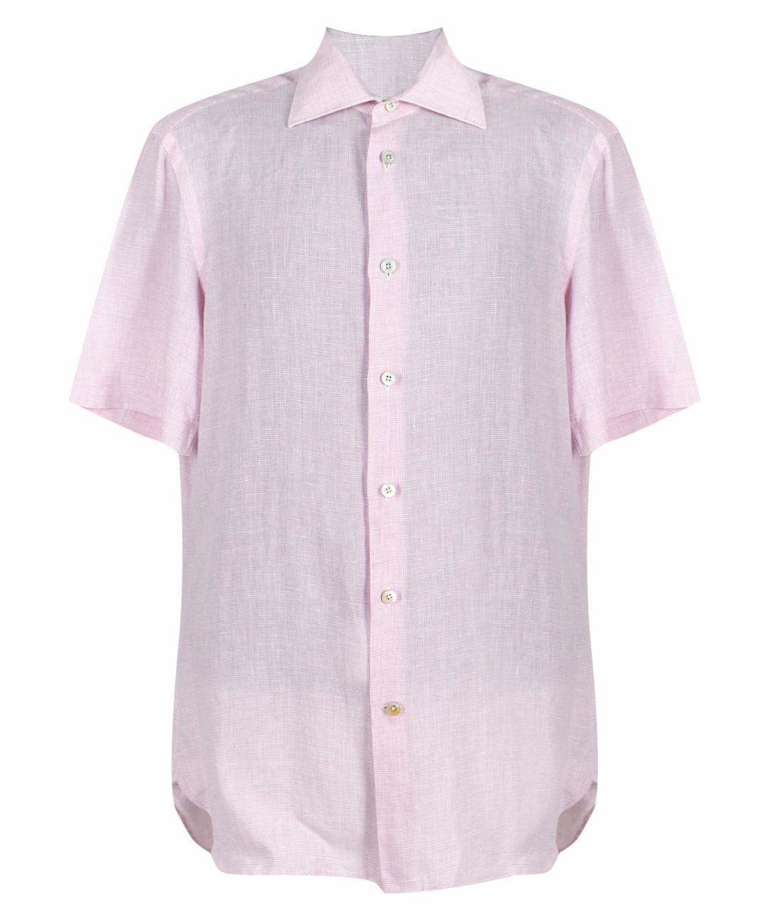 KITON Розовая льняная классическая рубашка, фото 1