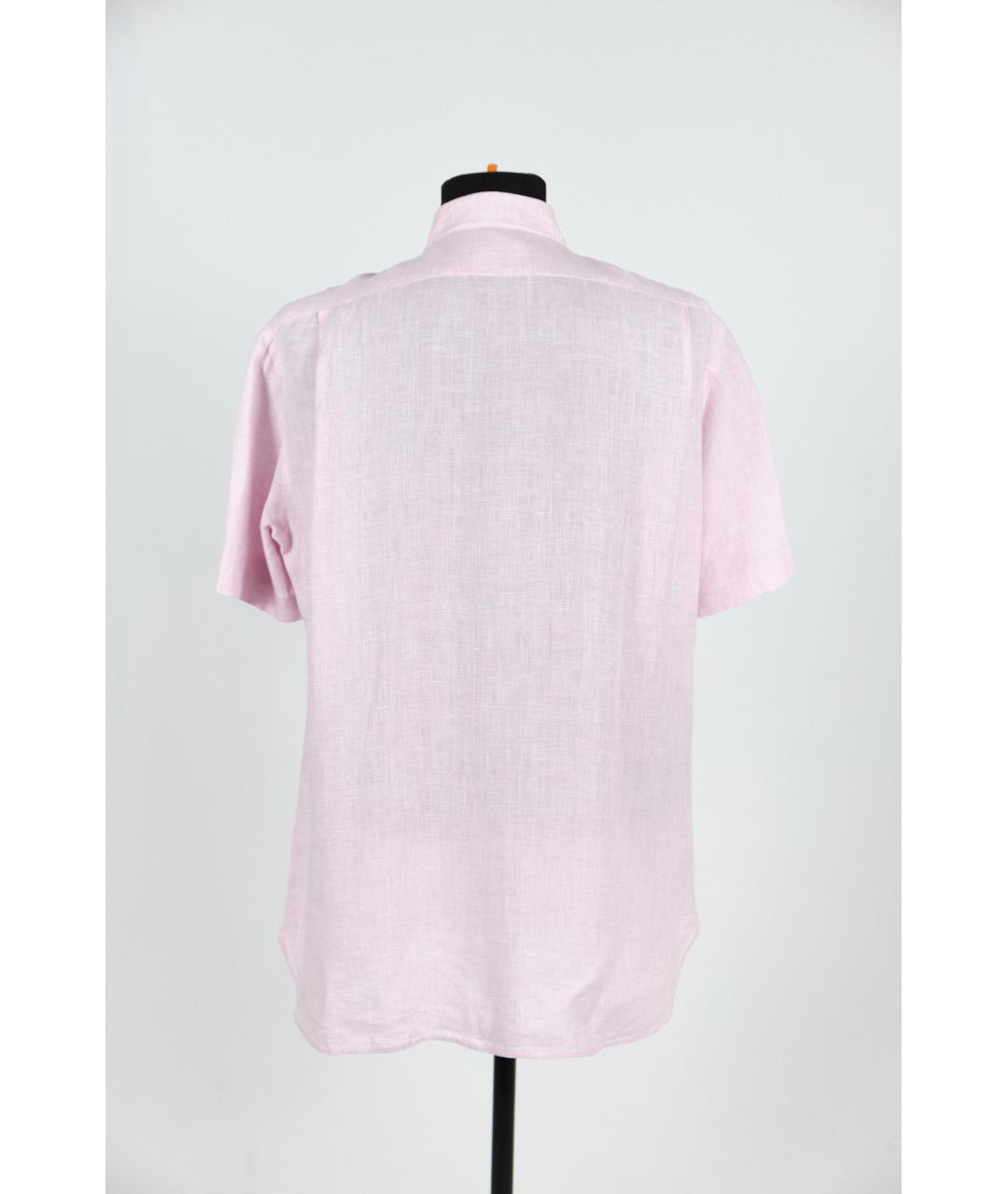 KITON Розовая льняная классическая рубашка, фото 2