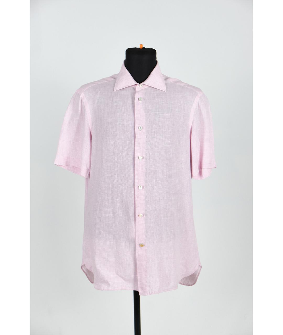 KITON Розовая льняная классическая рубашка, фото 5