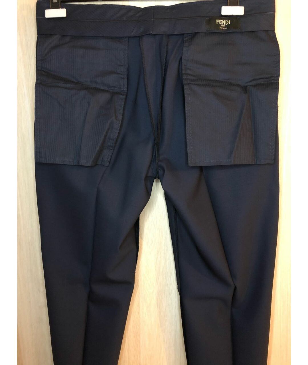 FENDI Темно-синие шерстяные классические брюки, фото 3