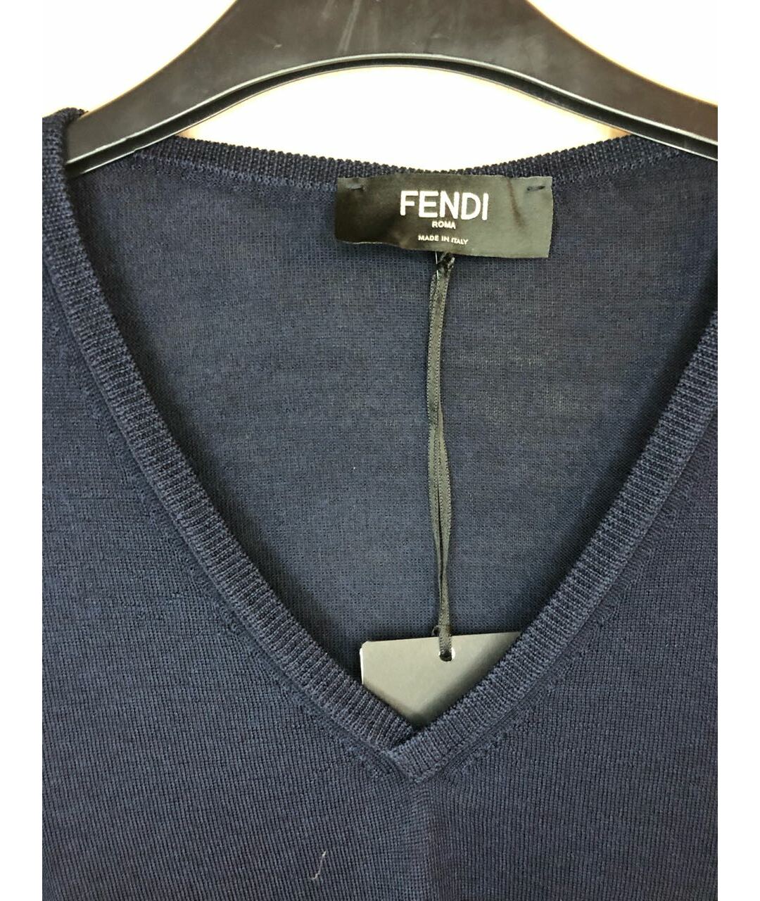 FENDI Темно-синий шерстяной джемпер / свитер, фото 4