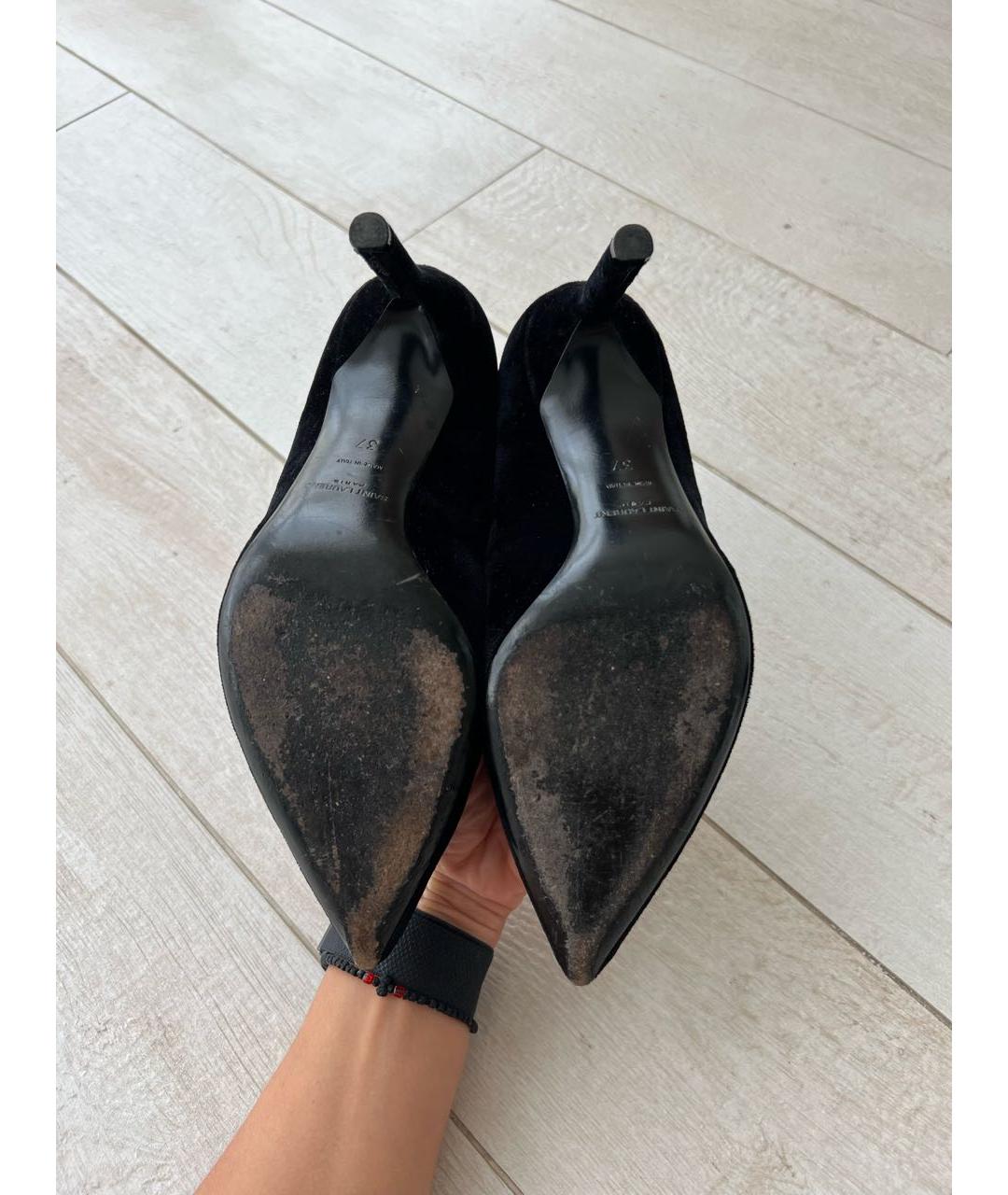 SAINT LAURENT Черные бархатные туфли, фото 5