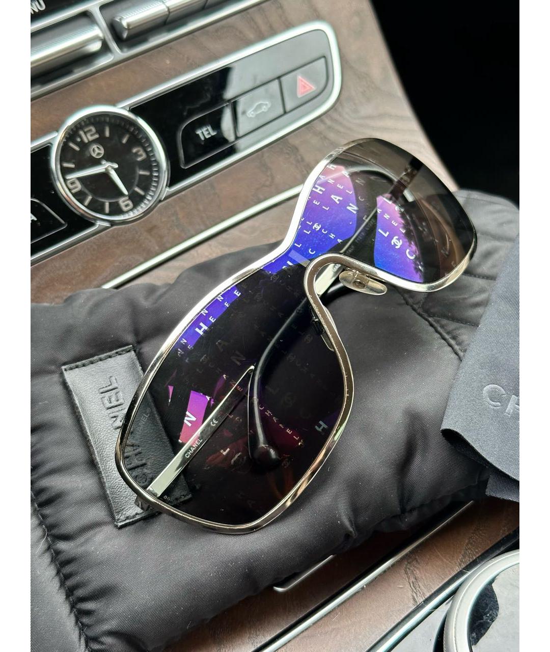 CHANEL PRE-OWNED Синие металлические солнцезащитные очки, фото 3