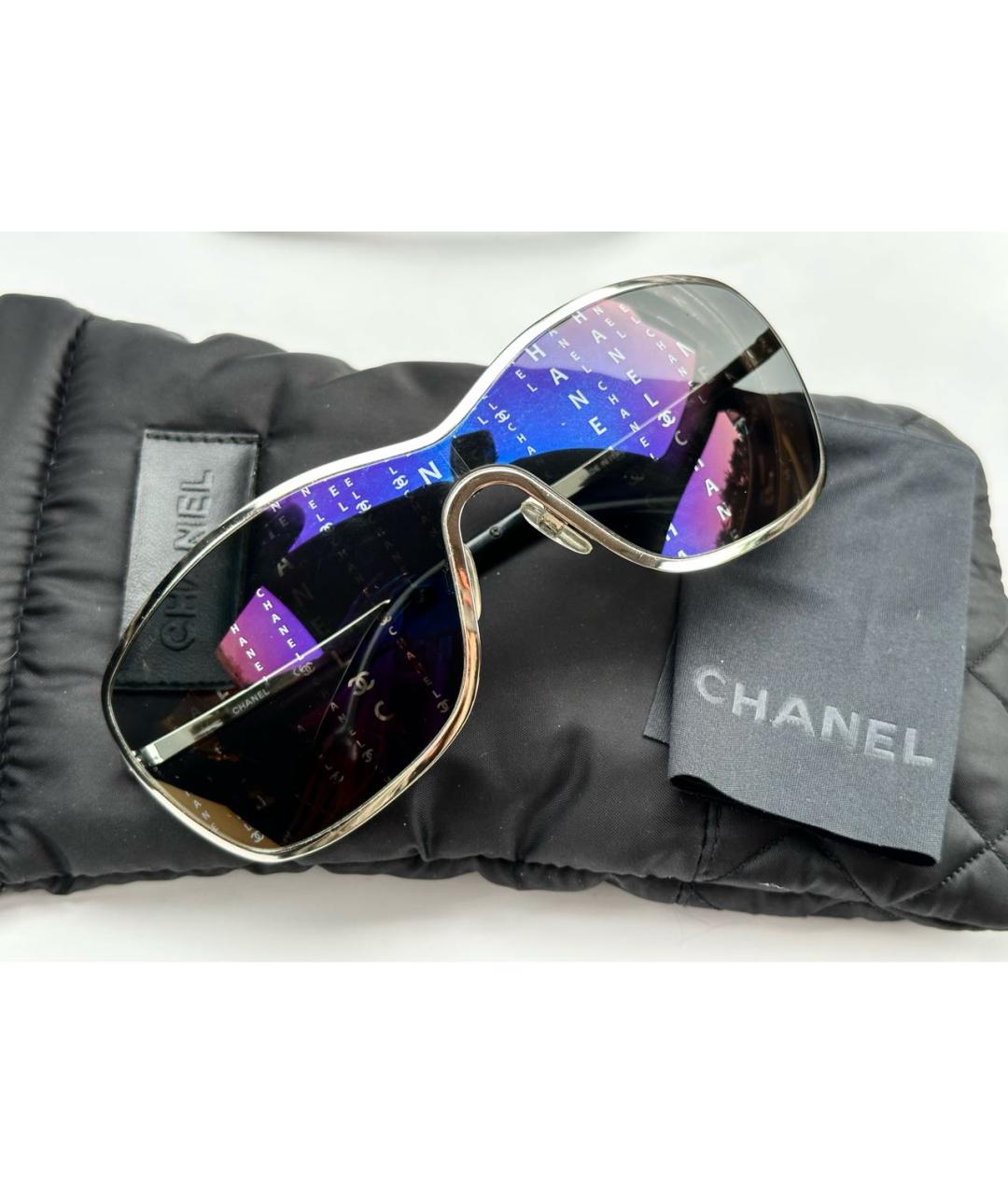 CHANEL PRE-OWNED Синие металлические солнцезащитные очки, фото 4