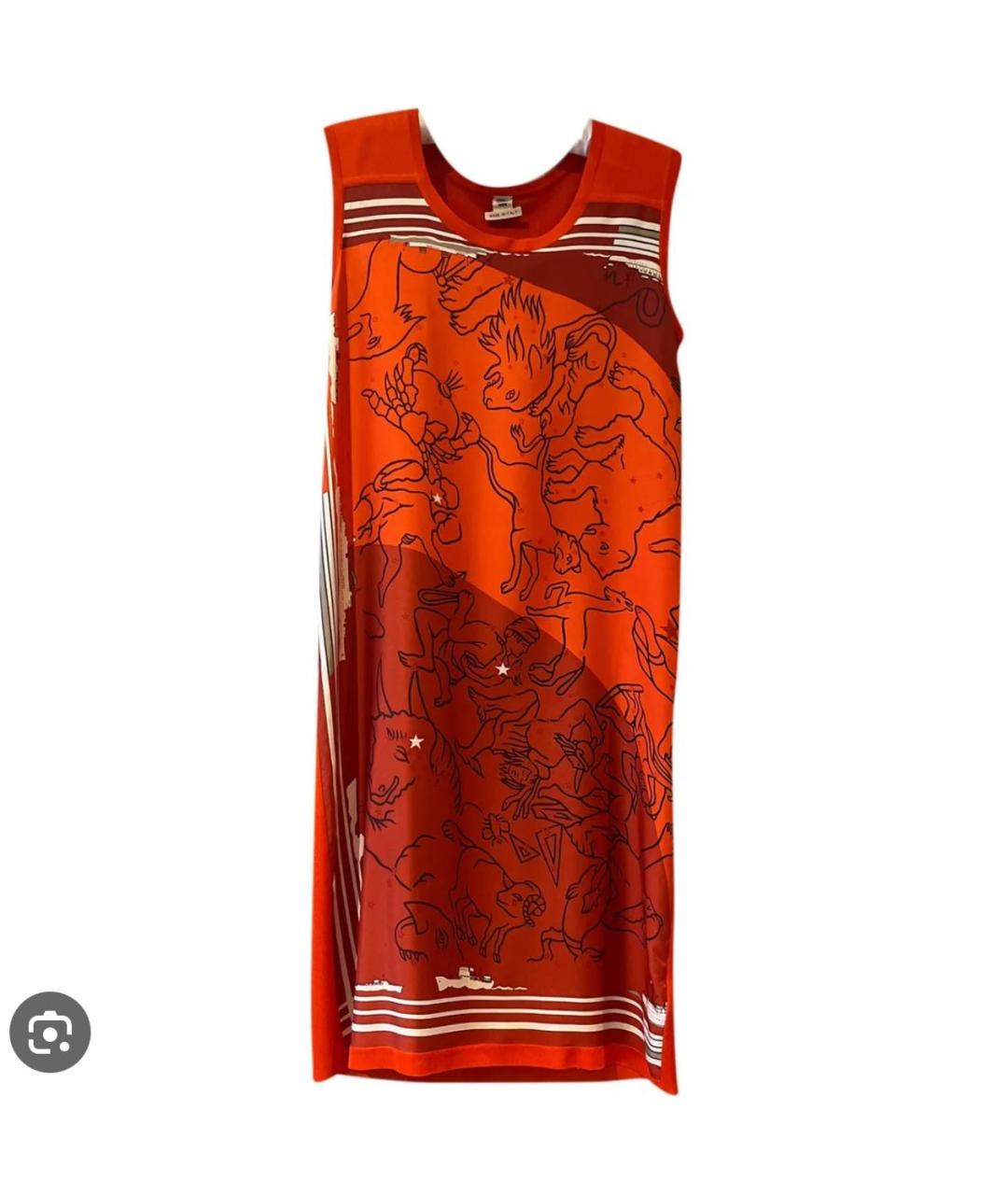 HERMES Красное шелковое повседневное платье, фото 9