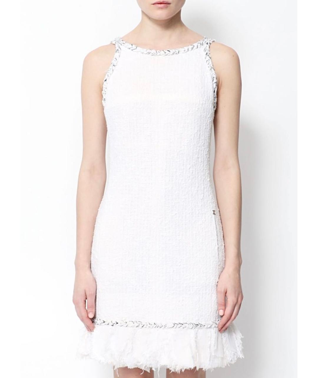 CHANEL PRE-OWNED Белое хлопковое коктейльное платье, фото 7