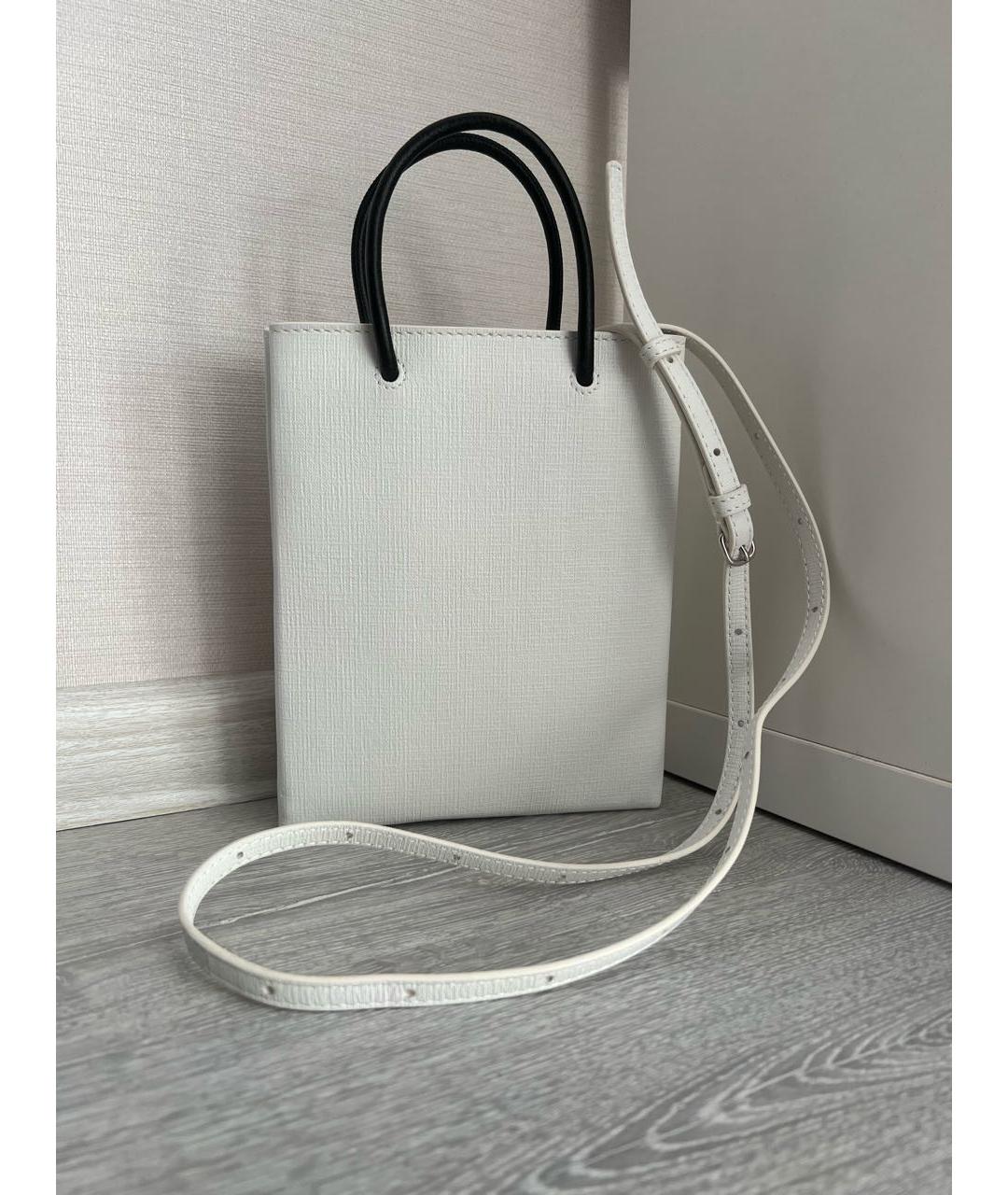 BALENCIAGA Белая кожаная сумка через плечо, фото 3