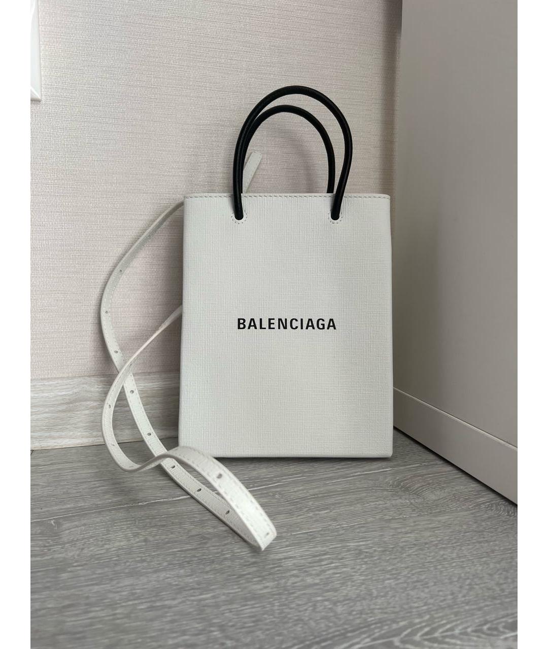 BALENCIAGA Белая кожаная сумка через плечо, фото 5