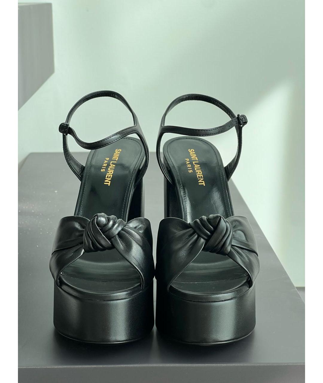 SAINT LAURENT Черные кожаные босоножки, фото 2
