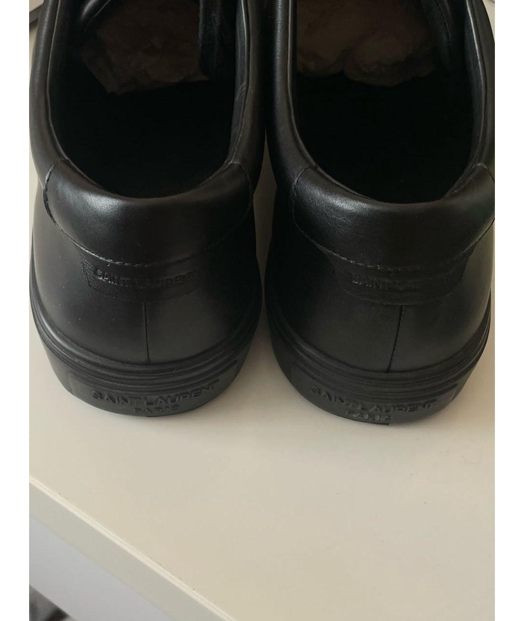 SAINT LAURENT Черные кожаные низкие кроссовки / кеды, фото 5
