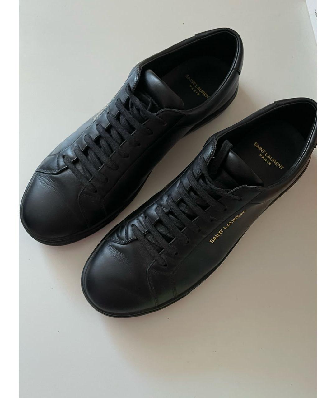 SAINT LAURENT Черные кожаные низкие кроссовки / кеды, фото 6