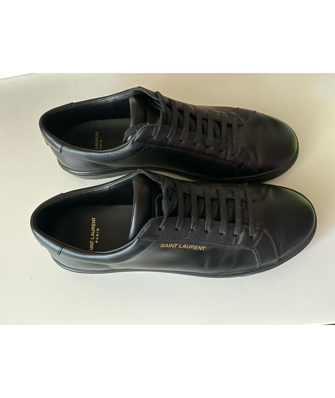 SAINT LAURENT Черные кожаные низкие кроссовки / кеды, фото 3