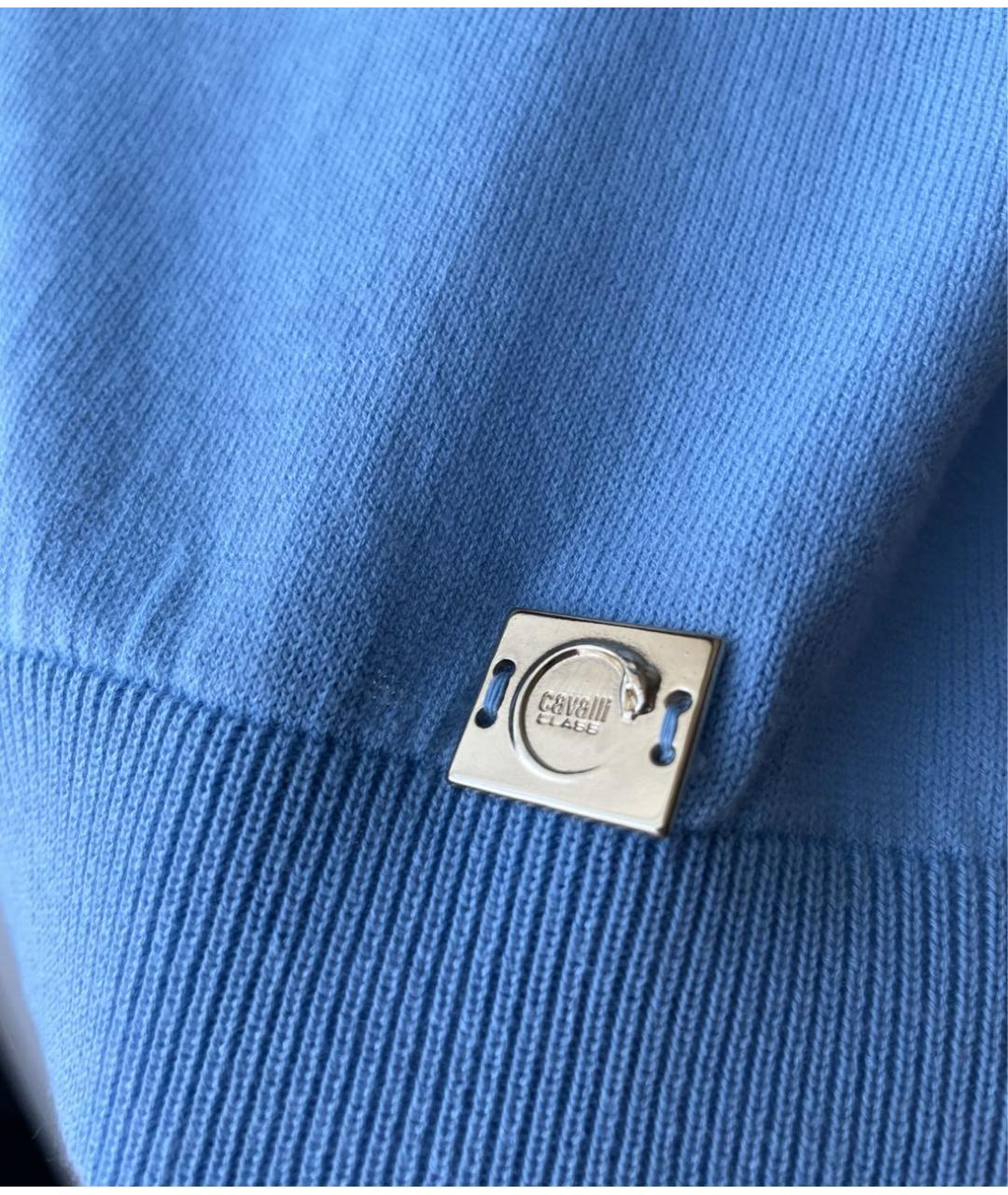 CAVALLI CLASS Голубой хлопко-эластановый джемпер / свитер, фото 5