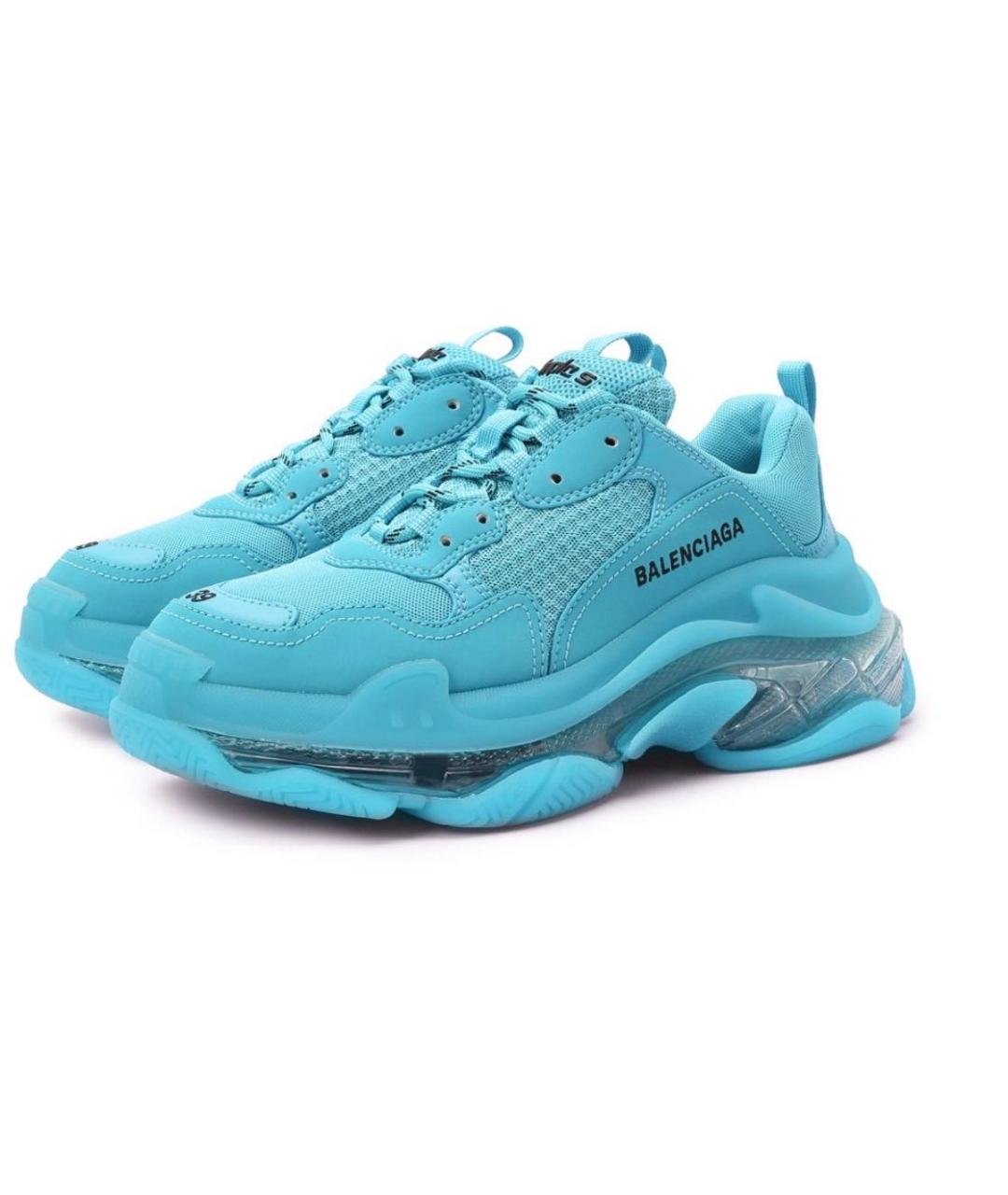 BALENCIAGA Бирюзовые текстильные кроссовки, фото 4