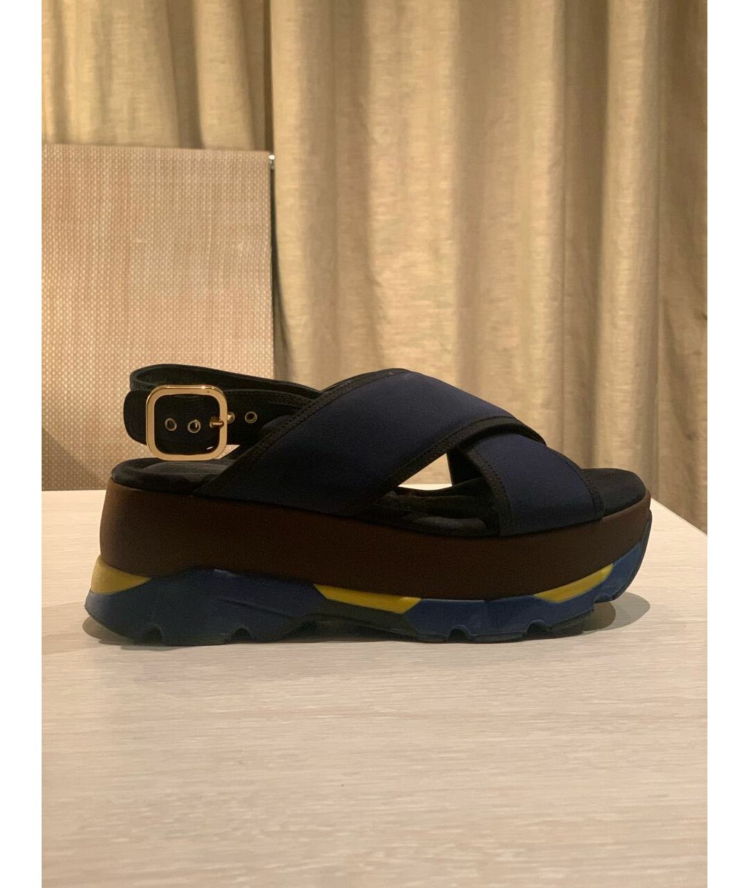 MARNI Синие текстильные сандалии, фото 4