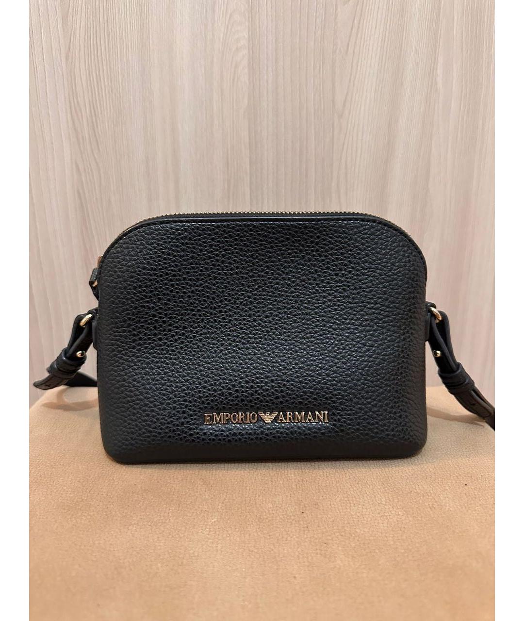 EMPORIO ARMANI Черная кожаная сумка через плечо, фото 7