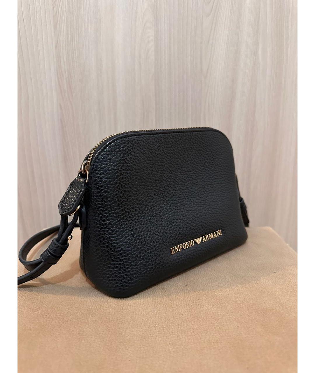 EMPORIO ARMANI Черная кожаная сумка через плечо, фото 2