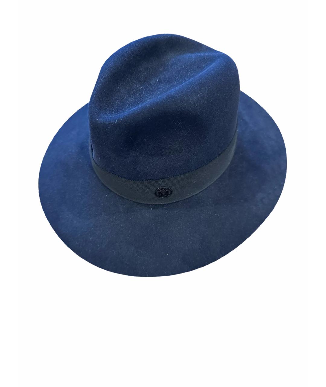 MAISON MICHEL Темно-синяя шерстяная шляпа, фото 1