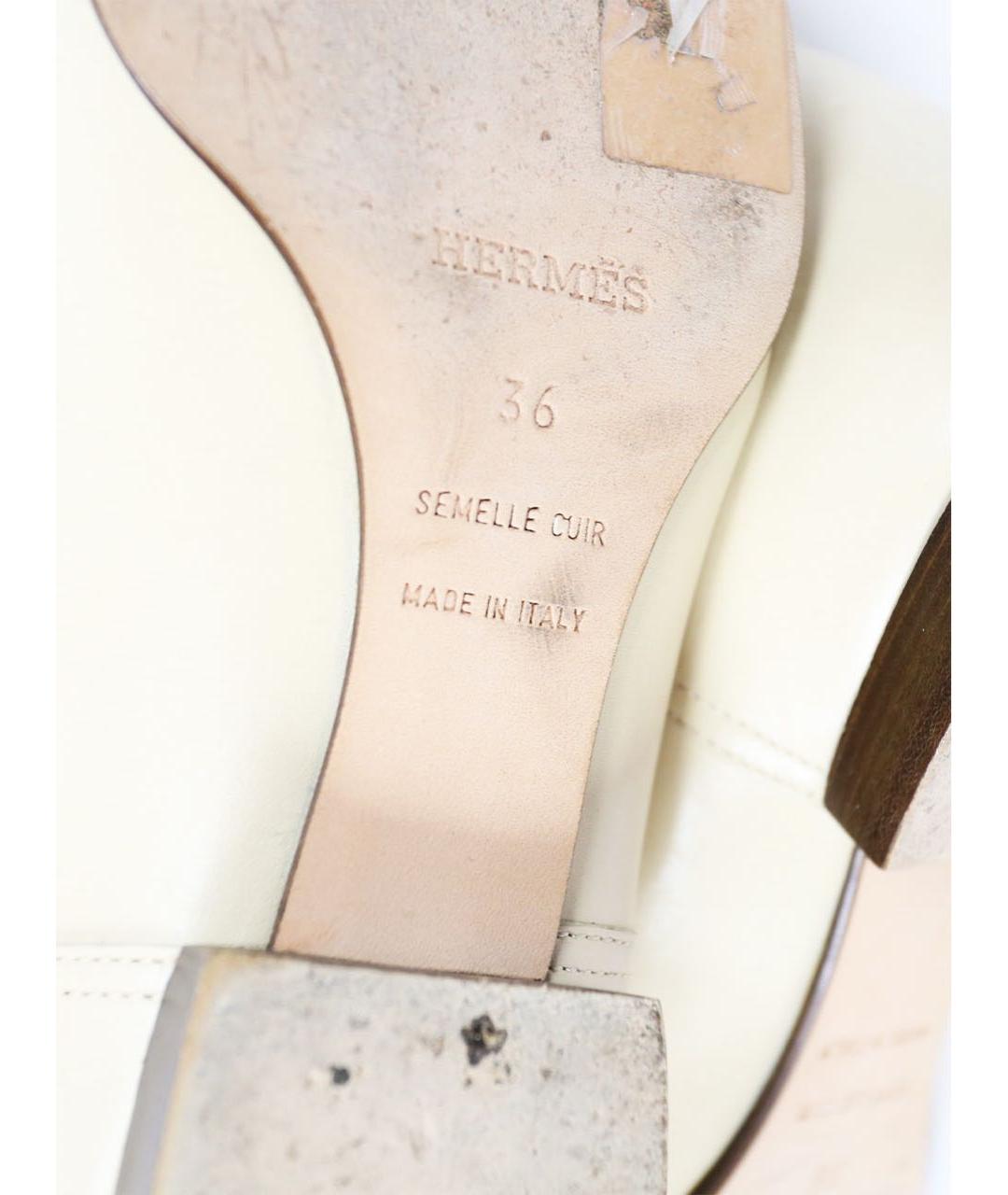 HERMES Бежевые кожаные сапоги, фото 6