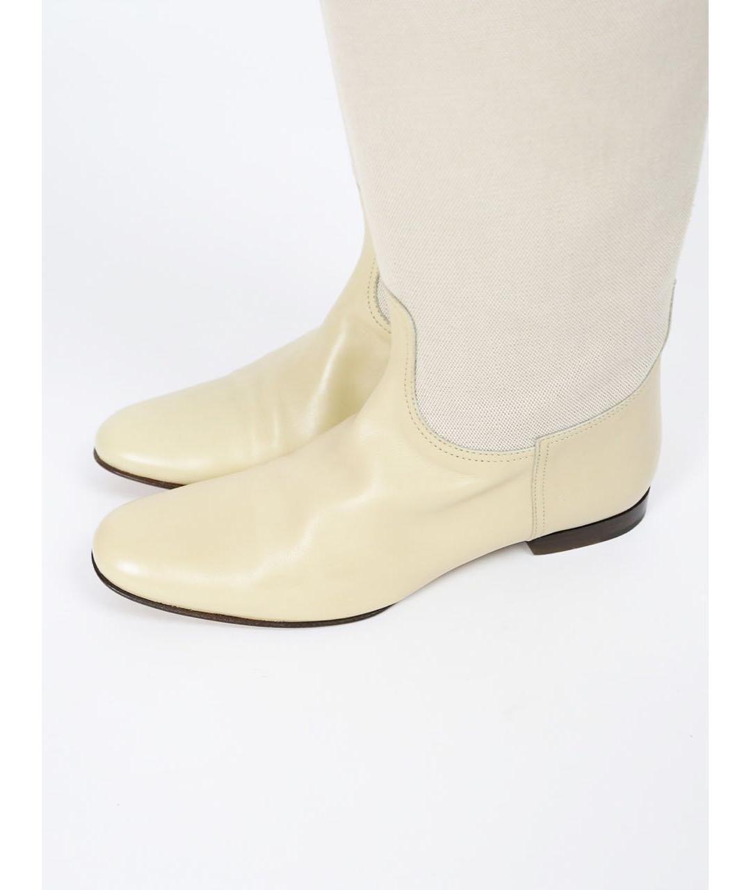 HERMES Бежевые кожаные сапоги, фото 4