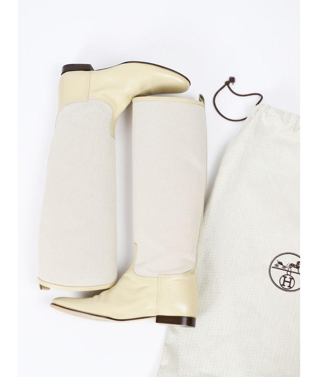 HERMES Бежевые кожаные сапоги, фото 3
