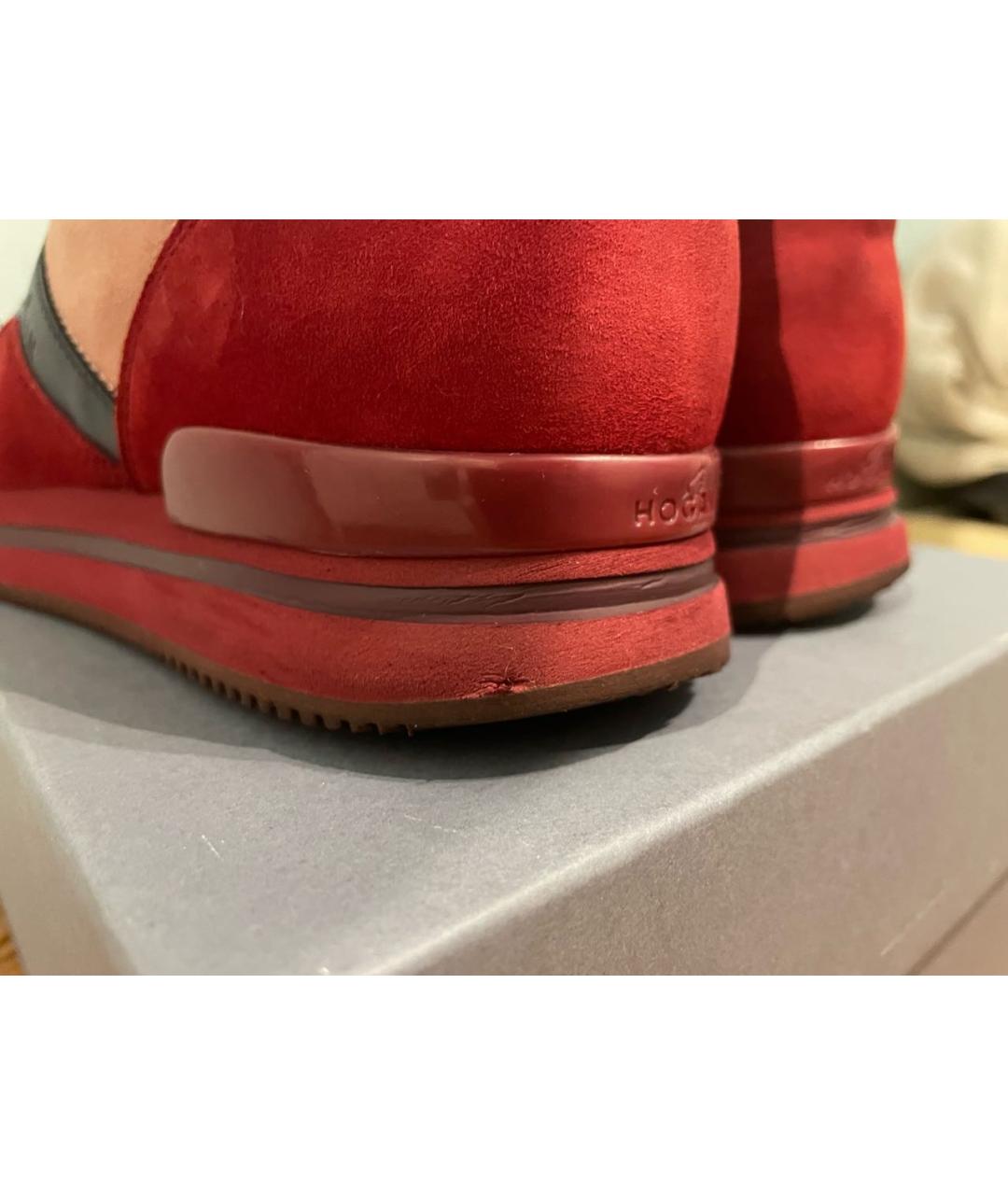 HOGAN Красные кожаные кроссовки, фото 4