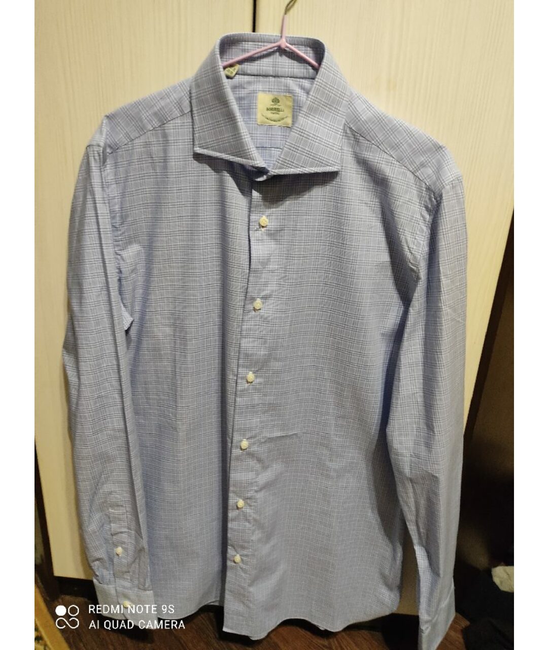 LUIGI BORRELLI Голубая хлопковая классическая рубашка, фото 6