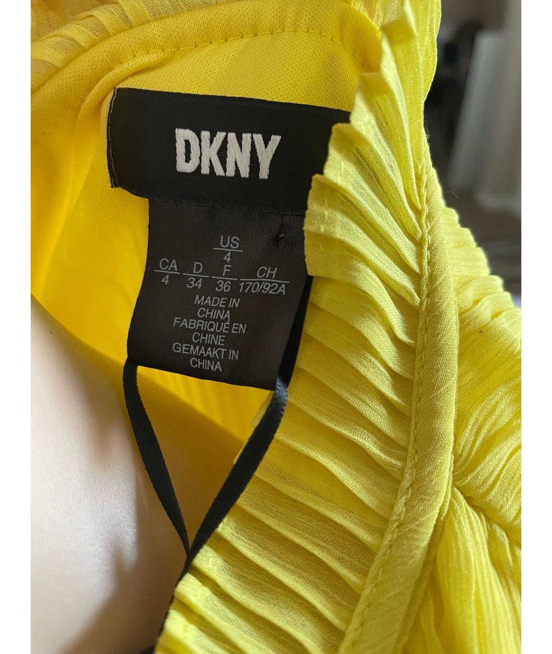 DKNY Желтое полиэстеровое коктейльное платье, фото 7