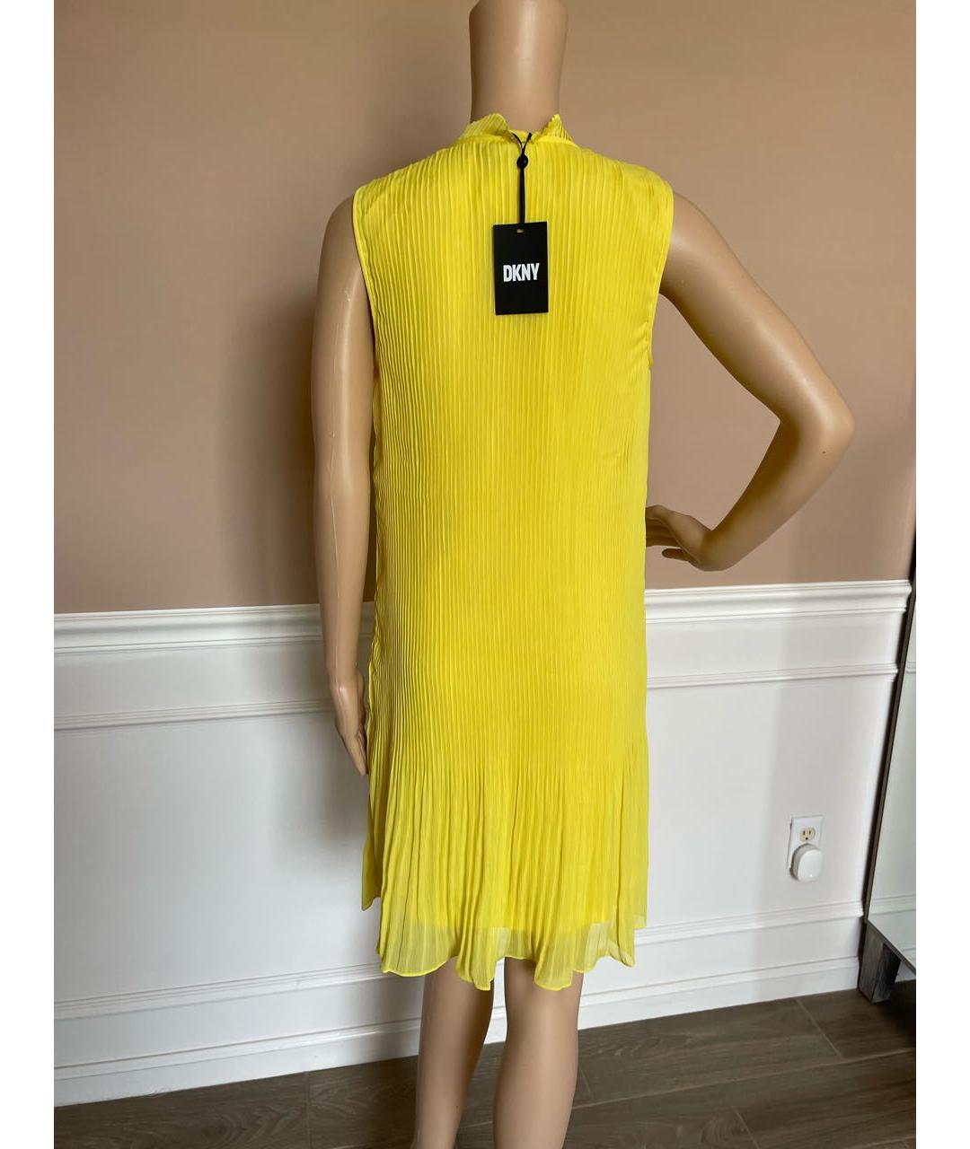 DKNY Желтое полиэстеровое коктейльное платье, фото 3
